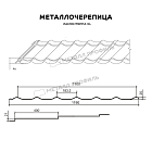 Металлочерепица МЕТАЛЛ ПРОФИЛЬ Ламонтерра-XL (ПЭ-01-7024-0.45)